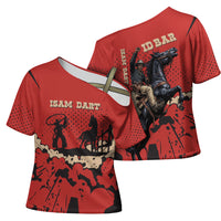 Isom Dart Black Cowboy Cross Shoulder Shirt Wild West Outlaw Vintage Comic Art