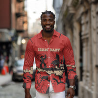 Isom Dart Black Cowboy Long Sleeve Button Shirt Wild West Outlaw Vintage Comic Art