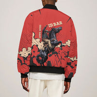 Isom Dart Black Cowboy Sleeve Zip Bomber Jacket Wild West Outlaw Vintage Comic Art