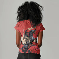 Isom Dart Black Cowboy Women V-Neck T-Shirt Wild West Outlaw Vintage Comic Art