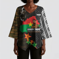 Ibrahim Traore Burkina Faso Make Africa Great Again Kimono Sleeve Blouse West African Patriotic Military Tribal Patterns