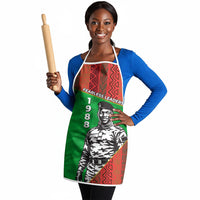 Ibrahim Traore Burkina Faso Fearless Leadership Apron West African Tribal Pattern And Patriotic Camo Art