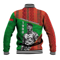 Ibrahim Traore Burkina Faso Fearless Leadership Baseball Jacket West African Tribal Pattern And Patriotic Camo Art