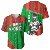 Ibrahim Traore Burkina Faso Fearless Leadership Baseball Jersey West African Tribal Pattern And Patriotic Camo Art