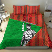 Ibrahim Traore Burkina Faso Fearless Leadership Bedding Set West African Tribal Pattern And Patriotic Camo Art
