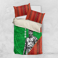 Ibrahim Traore Burkina Faso Fearless Leadership Bedding Set West African Tribal Pattern And Patriotic Camo Art