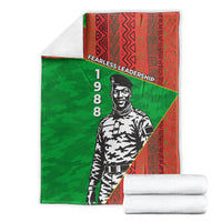 Ibrahim Traore Burkina Faso Fearless Leadership Blanket West African Tribal Pattern And Patriotic Camo Art