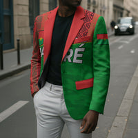 Ibrahim Traore Burkina Faso Fearless Leadership Blazer West African Tribal Pattern And Patriotic Camo Art