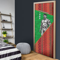 Ibrahim Traore Burkina Faso Fearless Leadership Door Cover West African Tribal Pattern And Patriotic Camo Art