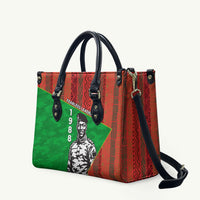 Ibrahim Traore Burkina Faso Fearless Leadership Leather Bag West African Tribal Pattern And Patriotic Camo Art