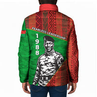 Ibrahim Traore Burkina Faso Fearless Leadership Padded Jacket West African Tribal Pattern And Patriotic Camo Art