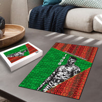 Ibrahim Traore Burkina Faso Fearless Leadership Puzzle West African Tribal Pattern And Patriotic Camo Art