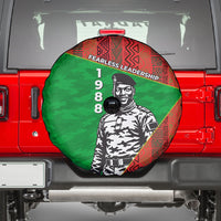 Ibrahim Traore Burkina Faso Fearless Leadership Spare Tire Cover West African Tribal Pattern And Patriotic Camo Art