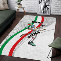 Personalized Iran Football Cheetah Area Rug Persian Cheetah Graphic With Iranian Flag And Symbol