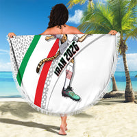 Personalized Iran Football Cheetah Beach Blanket Persian Cheetah Graphic With Iranian Flag And Symbol