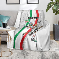 Personalized Iran Football Cheetah Blanket Persian Cheetah Graphic With Iranian Flag And Symbol