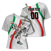 Personalized Iran Football Cheetah Cross Shoulder Shirt Persian Cheetah Graphic With Iranian Flag And Symbol