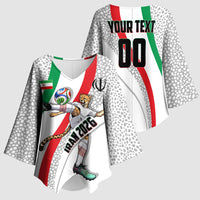 Personalized Iran Football Cheetah Kimono Sleeve Blouse Persian Cheetah Graphic With Iranian Flag And Symbol