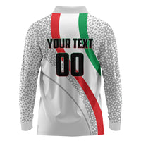 Personalized Iran Football Cheetah Long Sleeve Polo Shirt Persian Cheetah Graphic With Iranian Flag And Symbol