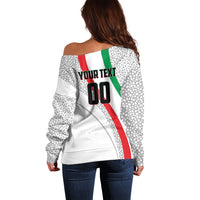 Personalized Iran Football Cheetah Off Shoulder Sweater Persian Cheetah Graphic With Iranian Flag And Symbol