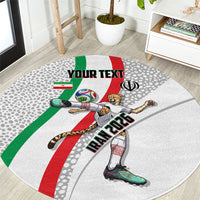 Personalized Iran Football Cheetah Round Carpet Persian Cheetah Graphic With Iranian Flag And Symbol