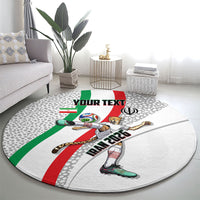 Personalized Iran Football Cheetah Round Carpet Persian Cheetah Graphic With Iranian Flag And Symbol