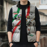 Personalized Iran Football Cheetah Sleeveless Puffer Jacket Persian Cheetah Graphic With Iranian Flag And Symbol