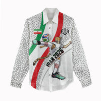 Personalized Iran Football Cheetah Women Casual Shirt Persian Cheetah Graphic With Iranian Flag And Symbol
