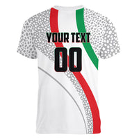 Personalized Iran Football Cheetah Women V-Neck T-Shirt Persian Cheetah Graphic With Iranian Flag And Symbol