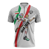 Personalized Iran Football Cheetah Zipper Polo Shirt Persian Cheetah Graphic With Iranian Flag And Symbol