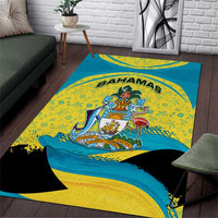 Bahamas Flag Area Rug with National Coat of Arms and Sea Turtle Design - Wonder Print Shop