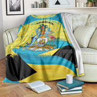 Bahamas Flag Blanket with National Coat of Arms and Sea Turtle Design - Wonder Print Shop