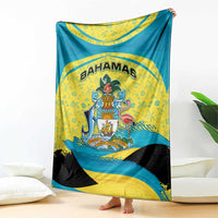 Bahamas Flag Blanket with National Coat of Arms and Sea Turtle Design - Wonder Print Shop