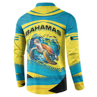 Bahamas Flag Button Sweatshirt with National Coat of Arms and Sea Turtle Design - Wonder Print Shop