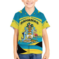 Bahamas Flag Family Matching Long Sleeve Bodycon Dress and Hawaiian Shirt with National Coat of Arms and Sea Turtle Design - Wonder Print Shop