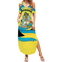 Bahamas Flag Family Matching Summer Maxi Dress and Hawaiian Shirt with National Coat of Arms and Sea Turtle Design - Wonder Print Shop