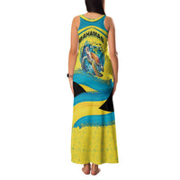 Bahamas Flag Family Matching Tank Maxi Dress and Hawaiian Shirt with National Coat of Arms and Sea Turtle Design - Wonder Print Shop