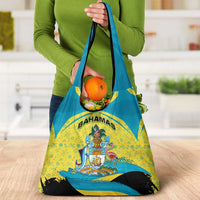Bahamas Flag Grocery Bag with National Coat of Arms and Sea Turtle Design - Wonder Print Shop