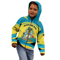 Bahamas Flag Kid Hoodie with National Coat of Arms and Sea Turtle Design - Wonder Print Shop