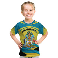 Bahamas Flag Kid T Shirt with National Coat of Arms and Sea Turtle Design - Wonder Print Shop