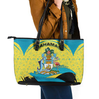 Bahamas Flag Leather Tote Bag with National Coat of Arms and Sea Turtle Design - Wonder Print Shop