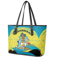 Bahamas Flag Leather Tote Bag with National Coat of Arms and Sea Turtle Design - Wonder Print Shop