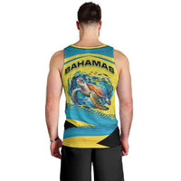 Bahamas Flag Men Tank Top with National Coat of Arms and Sea Turtle Design - Wonder Print Shop