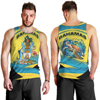Bahamas Flag Men Tank Top with National Coat of Arms and Sea Turtle Design - Wonder Print Shop