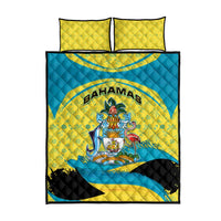 Bahamas Flag Quilt Bed Set with National Coat of Arms and Sea Turtle Design - Wonder Print Shop