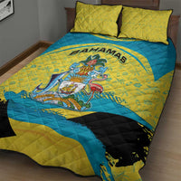 Bahamas Flag Quilt Bed Set with National Coat of Arms and Sea Turtle Design - Wonder Print Shop