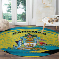 Bahamas Flag Round Carpet with National Coat of Arms and Sea Turtle Design - Wonder Print Shop