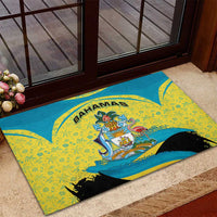 Bahamas Flag Rubber Doormat with National Coat of Arms and Sea Turtle Design - Wonder Print Shop