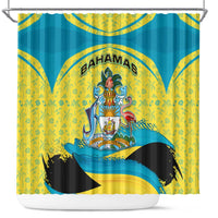 Bahamas Flag Shower Curtain with National Coat of Arms and Sea Turtle Design - Wonder Print Shop