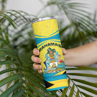 Bahamas Flag Skinny Tumbler with National Coat of Arms and Sea Turtle Design - Wonder Print Shop